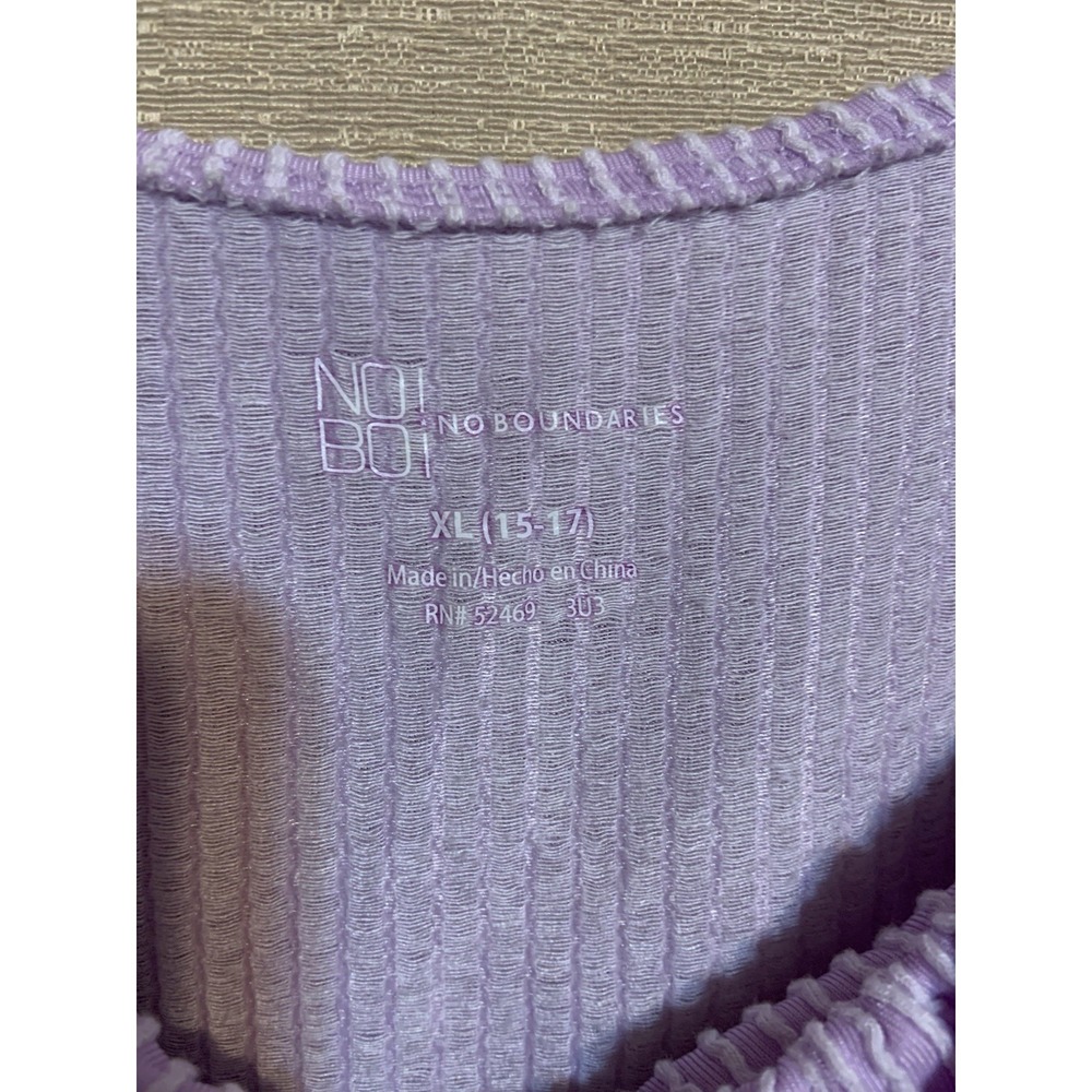 No Boundaries XL Lavender Bodycon Midi Dress Puff Sleeve Coquette Rib Knit - Picture 5 of 6